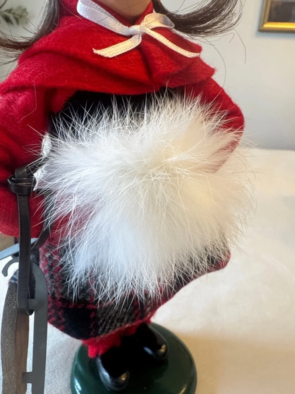 Vintage 1992 Byer’s Choice Ltd Caroler Figurine in Red with White Fur Muff